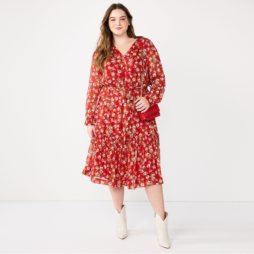 Draper James Red Floral Midi Dress